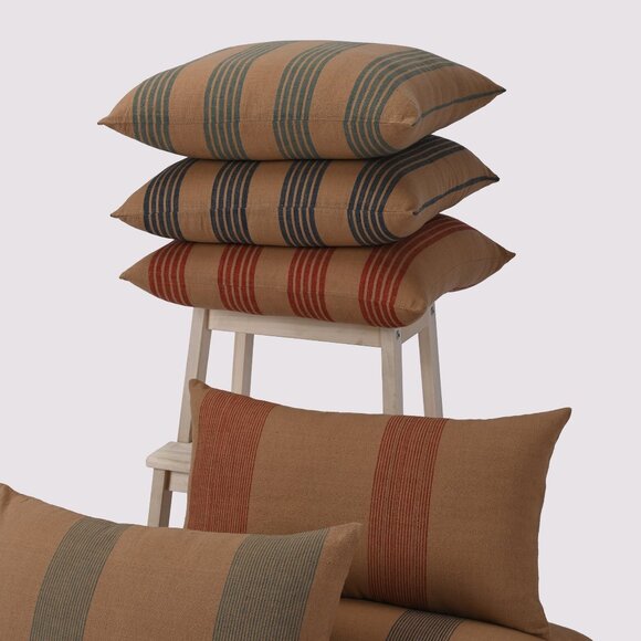 Naki + Ssam Utkaliya Collection- Brown Cotton Stripe Pillow
